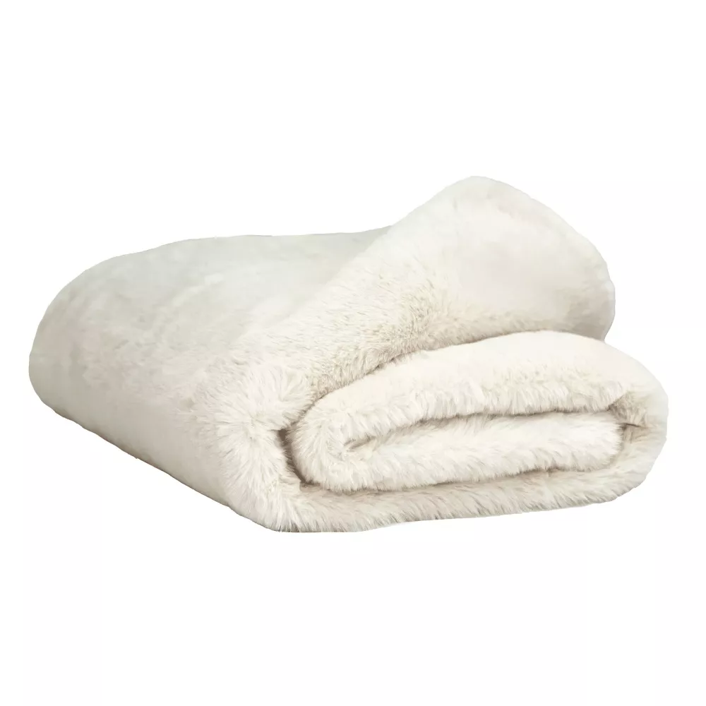 CHAMONIX FAUSSE FOURRURE COUVRE LIT 240X260 02 IVOIRE